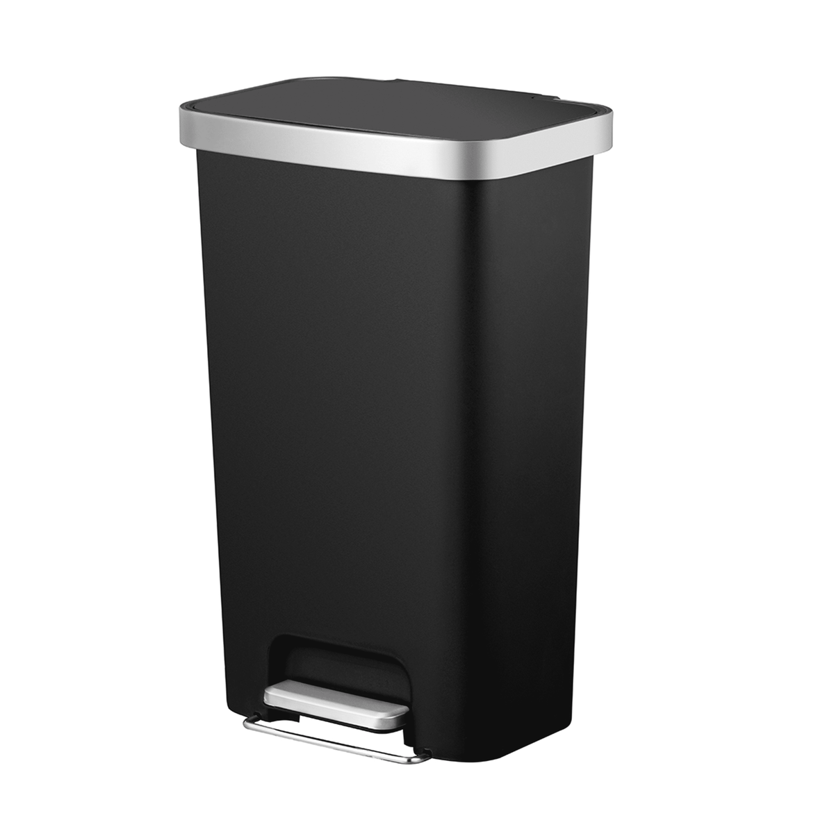 Better Homes & Gardens 11.9 Gallon Plastic Step Kitchen Trash Can with Soft Close Lid, Black