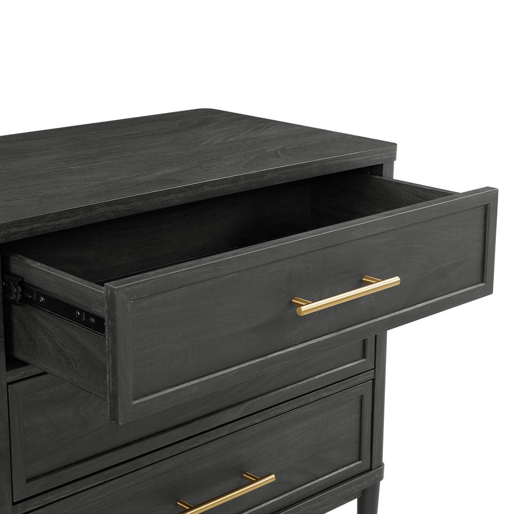 Better Homes & Gardens Oaklee 3 Drawer Nightstand with USB, Charcoal Finish