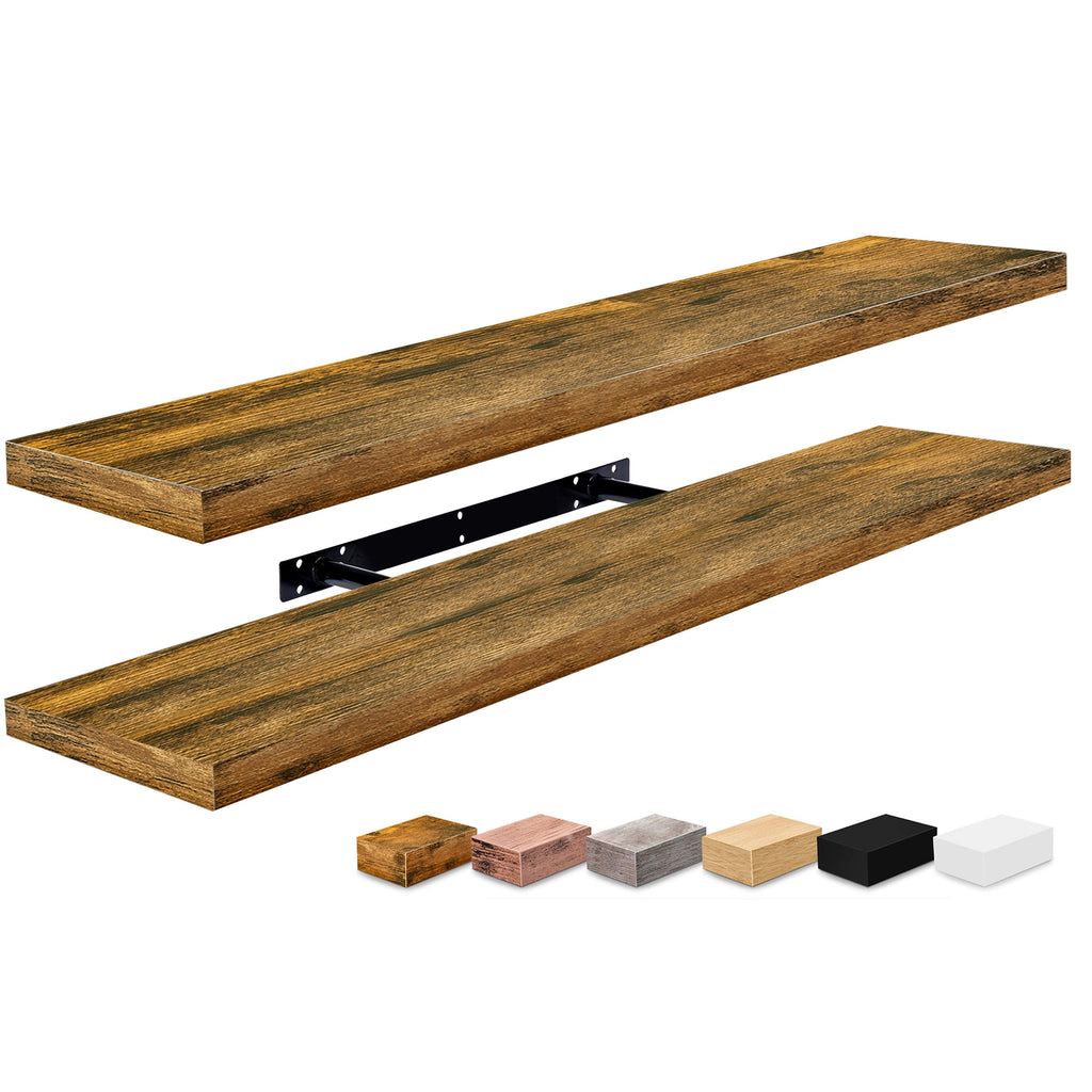 Sorbus Extra Long Floating Rectangle Shelves – 35" L x 9" D x 1.5" H Faux Wood Wall Shelves