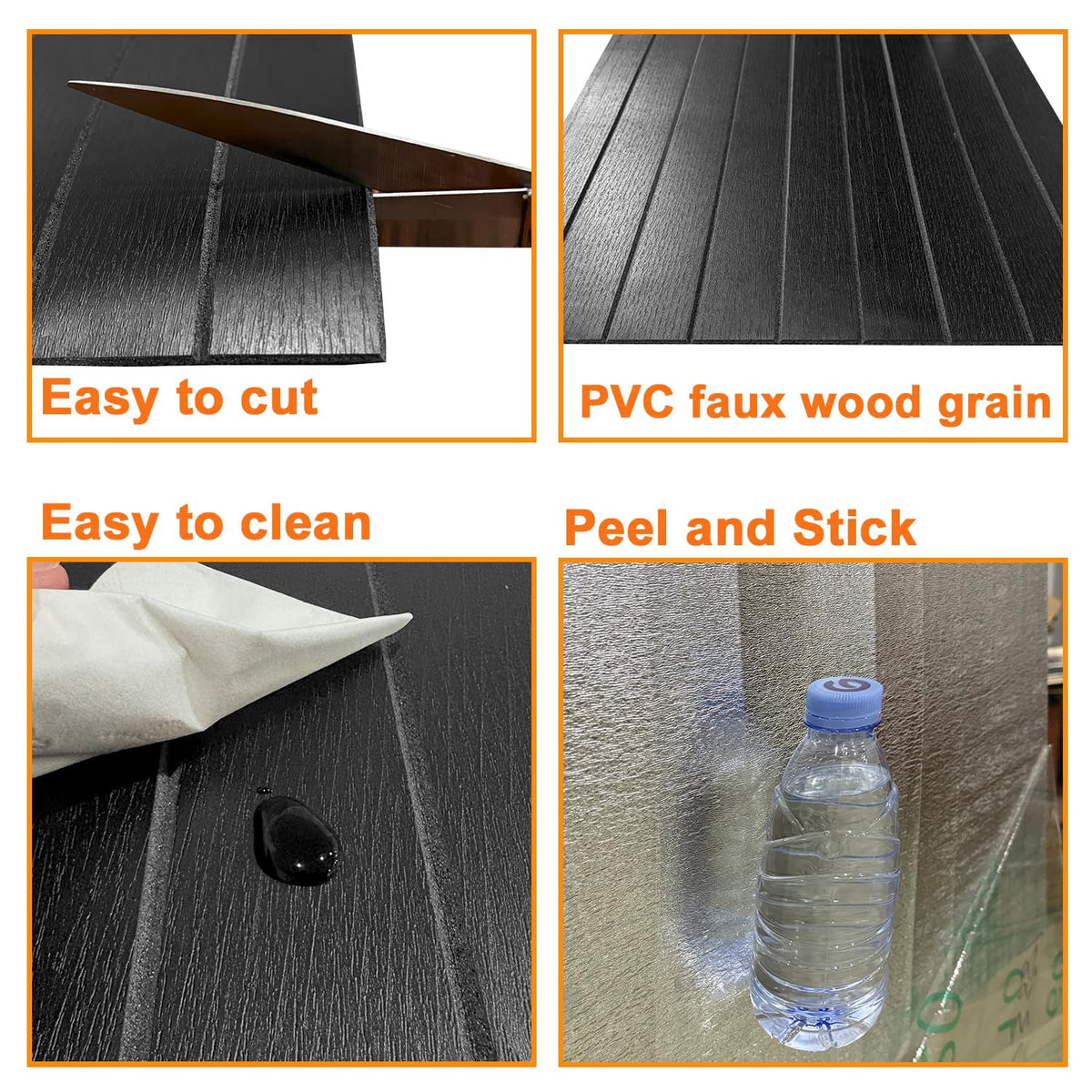 Yll Pvc Slat Wall Panel Peel And Stick 236"x 15.7" Faux Black Wood Grain Self-adhesive Wallpaper Soundproof 3d Panels