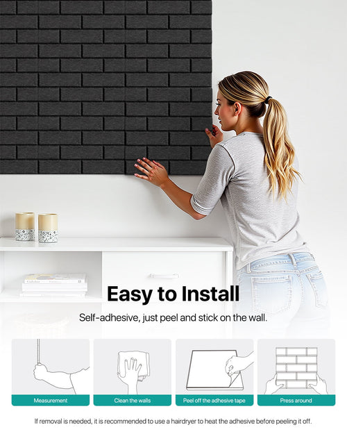 Soundsbay Acoustic Panels Sound Proofing Brick Self-Adhesive Soundproof Absorbing Noise Cancelling Wall Panels 12 Pack Black 12'' x 12'' x 0.4''