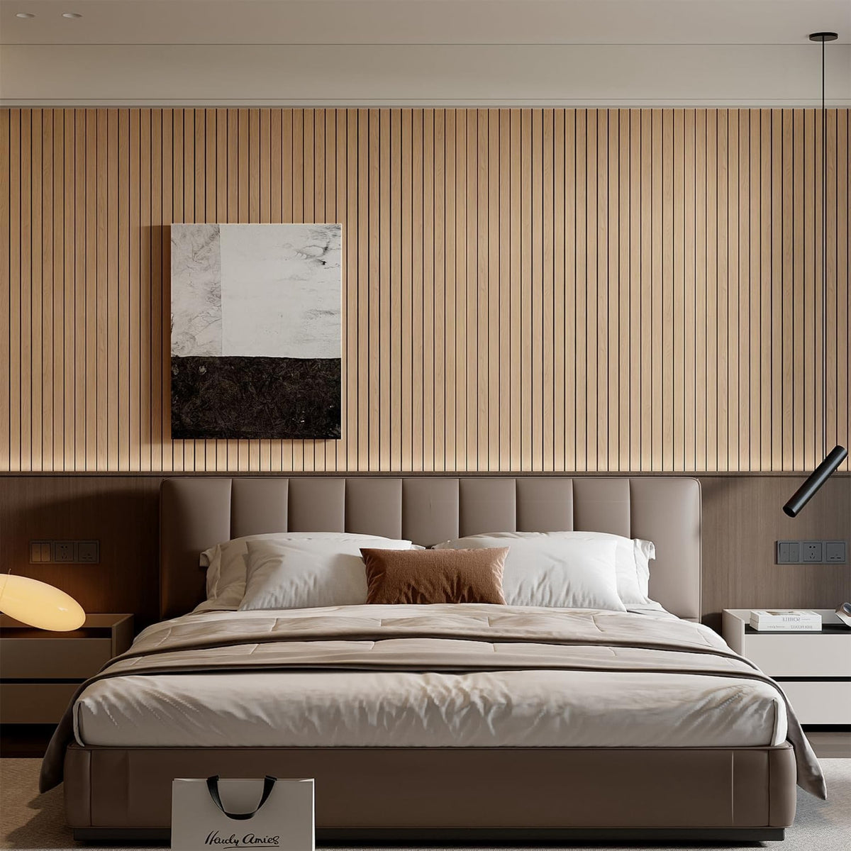 Peel and Stick PVC Slat Wall Panel 118"x15.75" Self-Adhesive Thick Faux Oak Wood Grain Wallpaper Panel 3D Soundproof Wall Panels for Walls & Ceilings