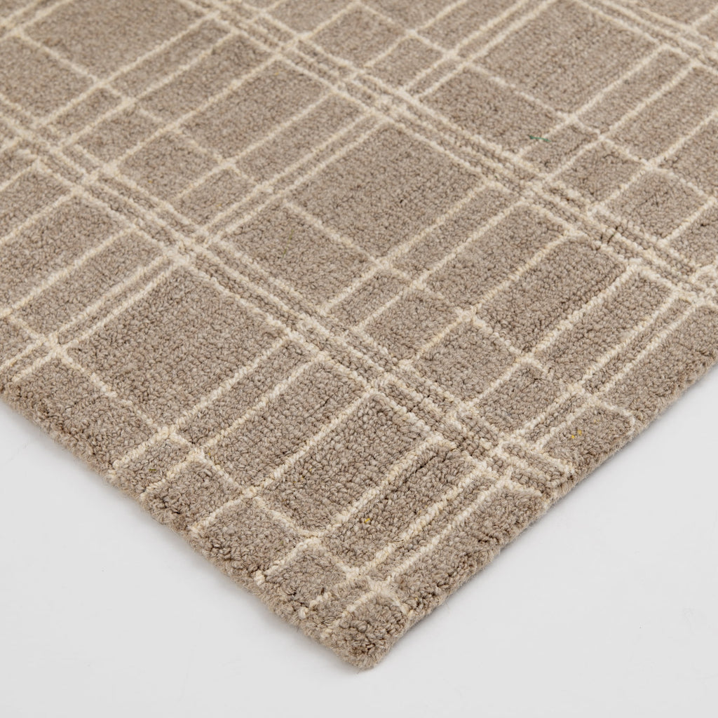 Better Homes & Gardens Beige Plaid Wool Indoor Area Rug, 7'10"x9'10"