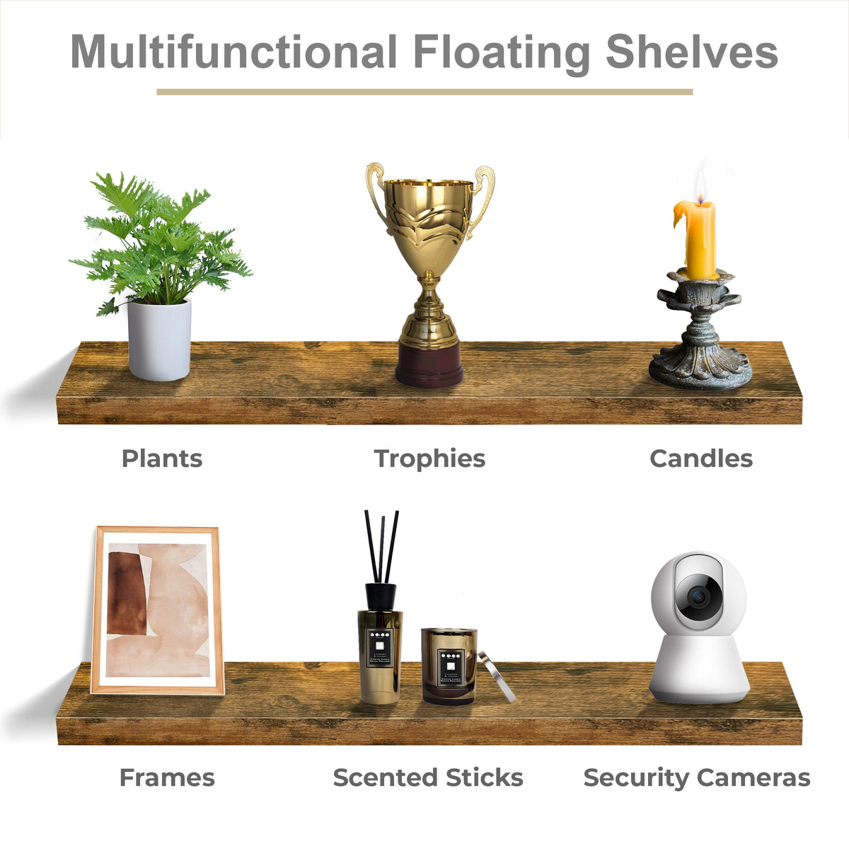 Sorbus Extra Long Floating Rectangle Shelves – 35" L x 9" D x 1.5" H Faux Wood Wall Shelves