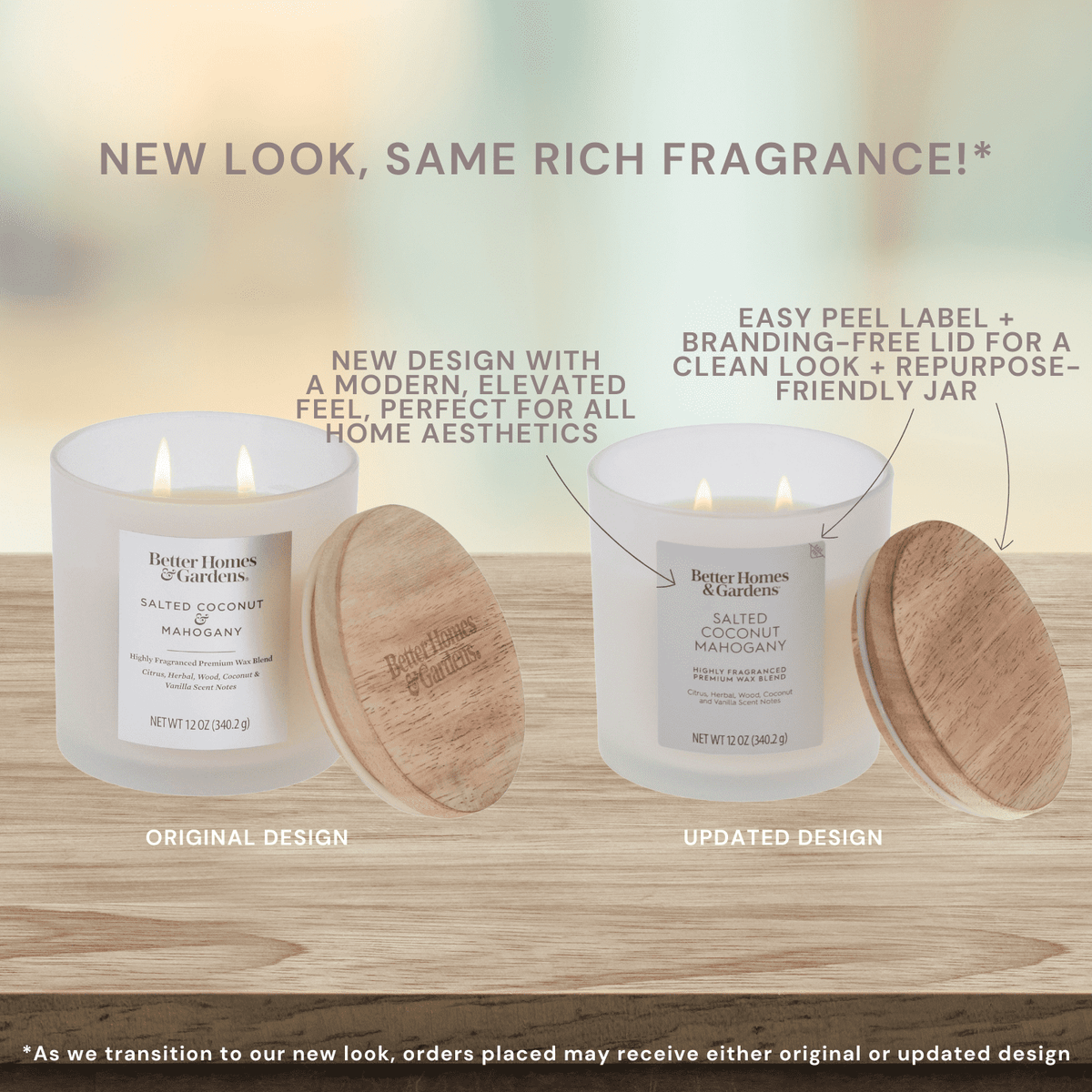 (4 pack) Better Homes and Gardens Salted Coconut Mahogany Scented 2-Wick Frosted Jar Candle 12oz.