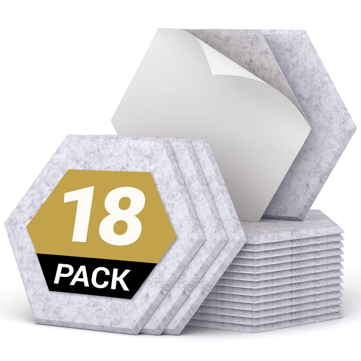 TONOR Hexagon Acoustic Panels, 18 pack Soundproofing Wall Panels, High Density Sound Absorbing Panels for Interior Wall Décor, Gray