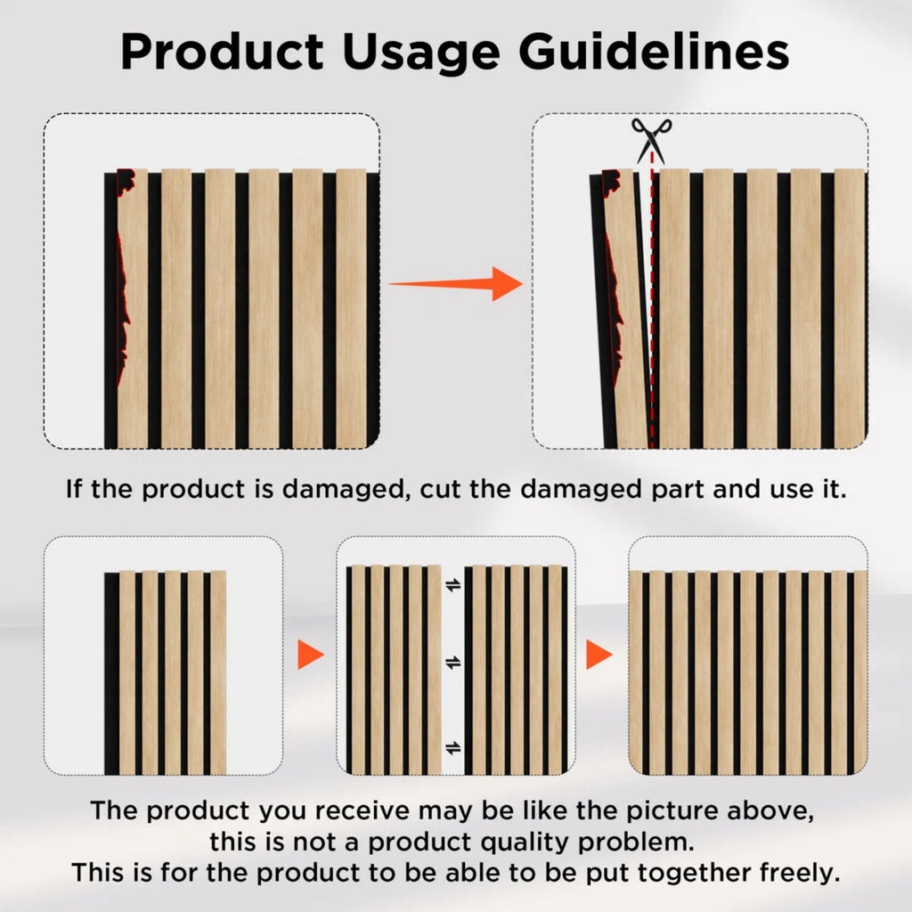 Plank & Hue 4Pcs 106"x12.6" Soundproof Wood Slat Panels Acoustic Wall and Ceiling Panels, Dark Gray