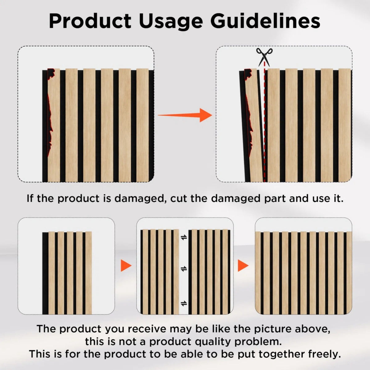 Plank & Hue 4Pcs 106"x12.6" Soundproof Wood Slat Panels Acoustic Wall and Ceiling Panels, Dark Gray