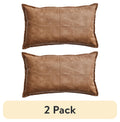 (2 pack) Better Homes & Gardens 14" x 24" Beige Vegan Leather Decorative Pillow