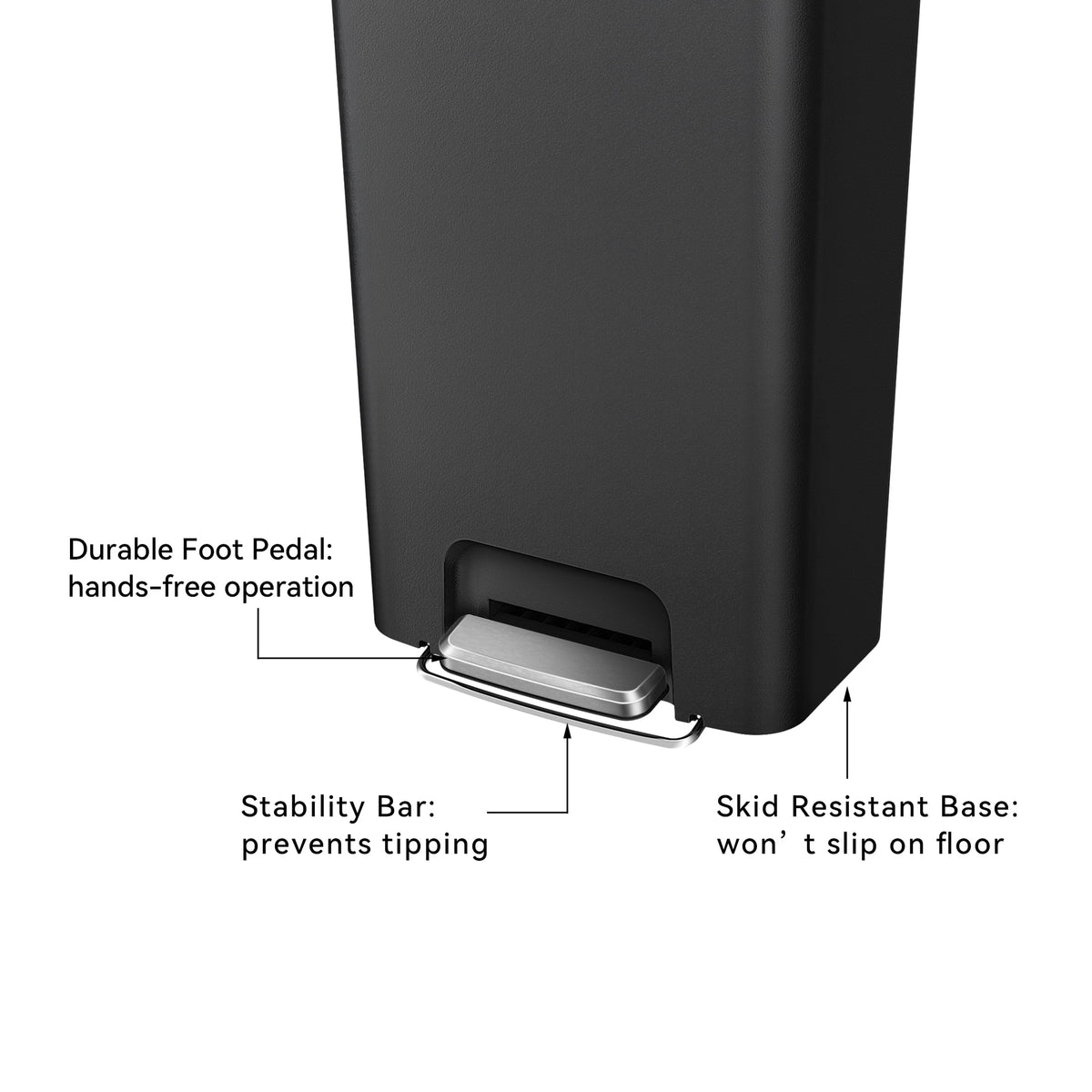 Better Homes & Gardens 11.9 Gallon Plastic Step Kitchen Trash Can with Soft Close Lid, Black