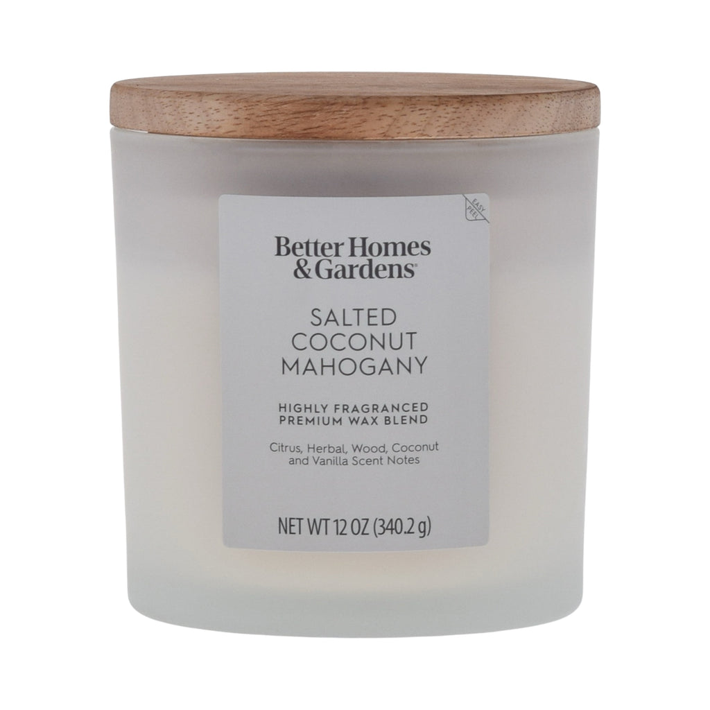 (4 pack) Better Homes and Gardens Salted Coconut Mahogany Scented 2-Wick Frosted Jar Candle 12oz.