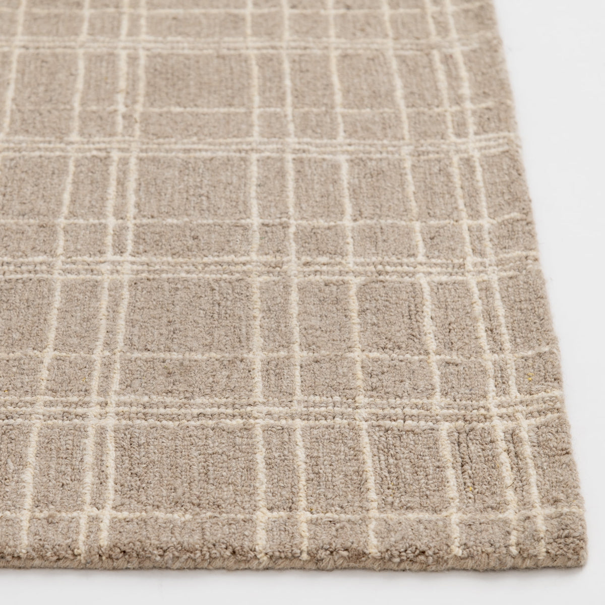 Better Homes & Gardens Beige Plaid Wool Indoor Area Rug, 7'10"x9'10"