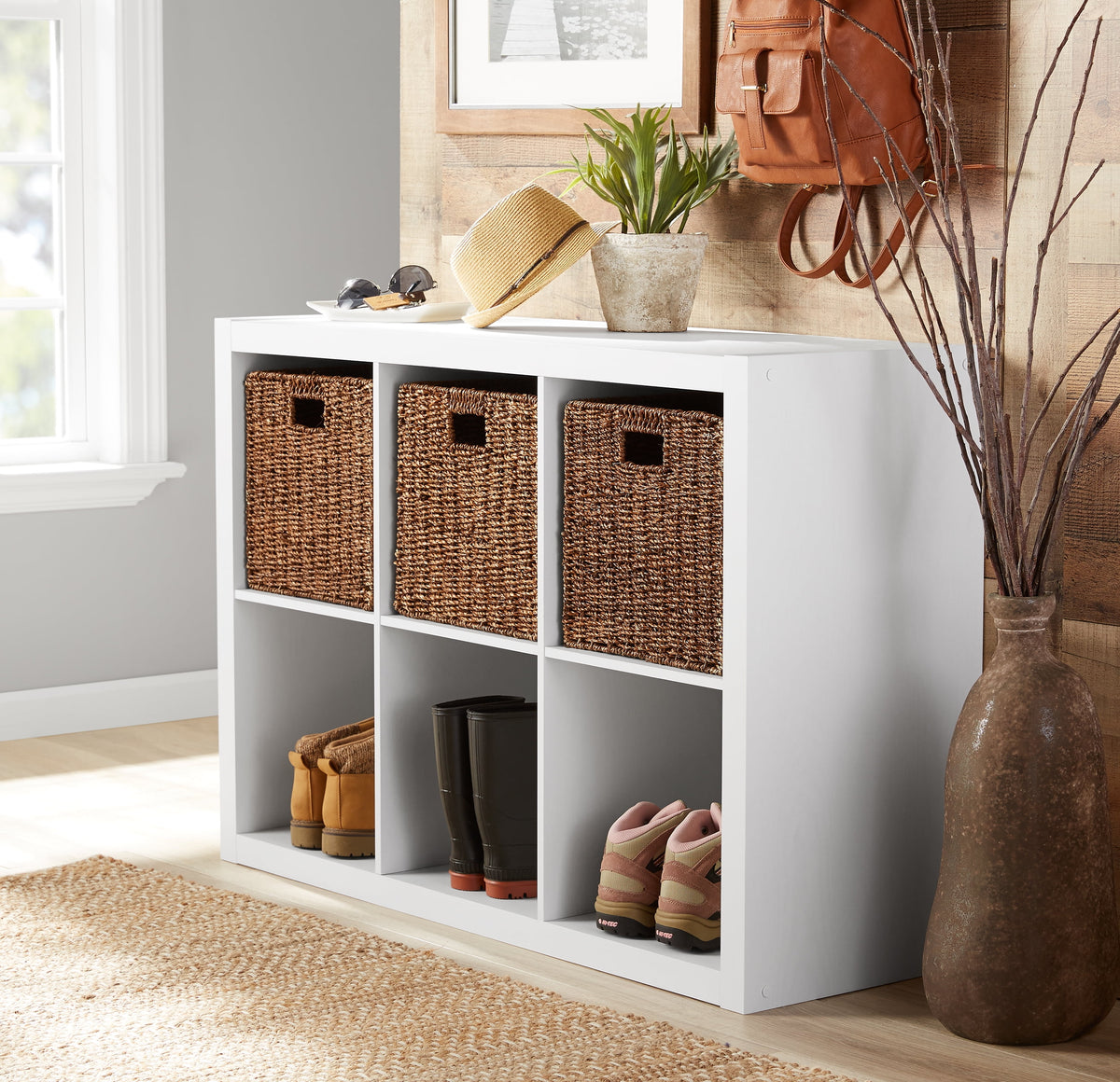 Better Homes & Gardens 6 Cube Storage Organizer, White Texture
