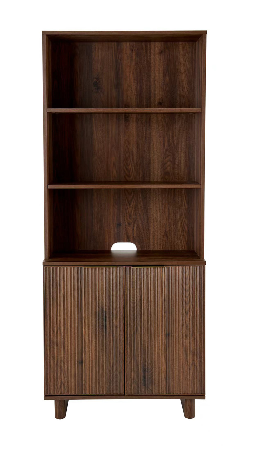 Better Homes & Gardens Lillian Fluted Bookcase with Doors, Walnut Finish