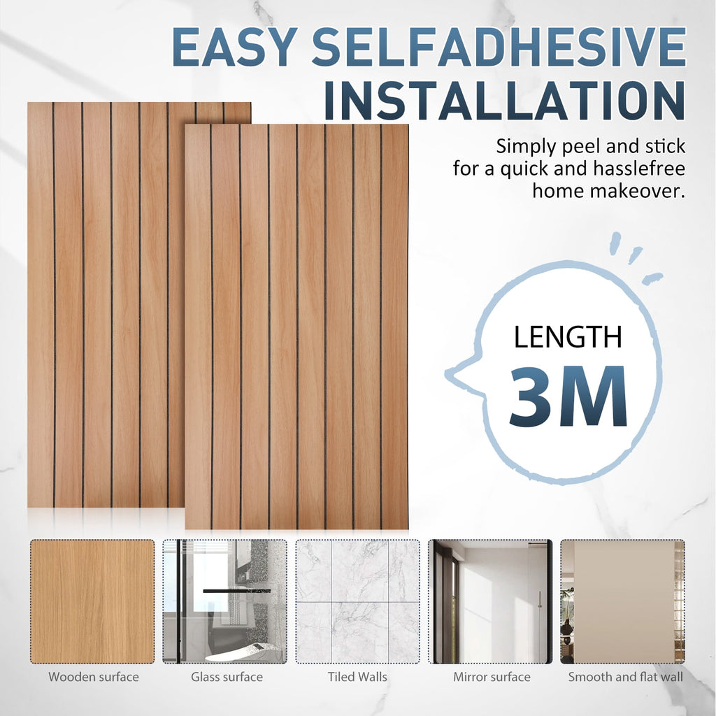 Peel and Stick PVC Slat Wall Panel，15.7"x98" Self-Adhesive Thick Faux Wood Grain Wallpaper Panel 3D Soundproof Wall Panels