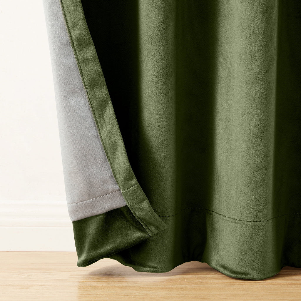 Better Homes & Gardens Dutch Velvet Solid 100% Blackout Single Curtain Panel, Green, 52" W x 84" L