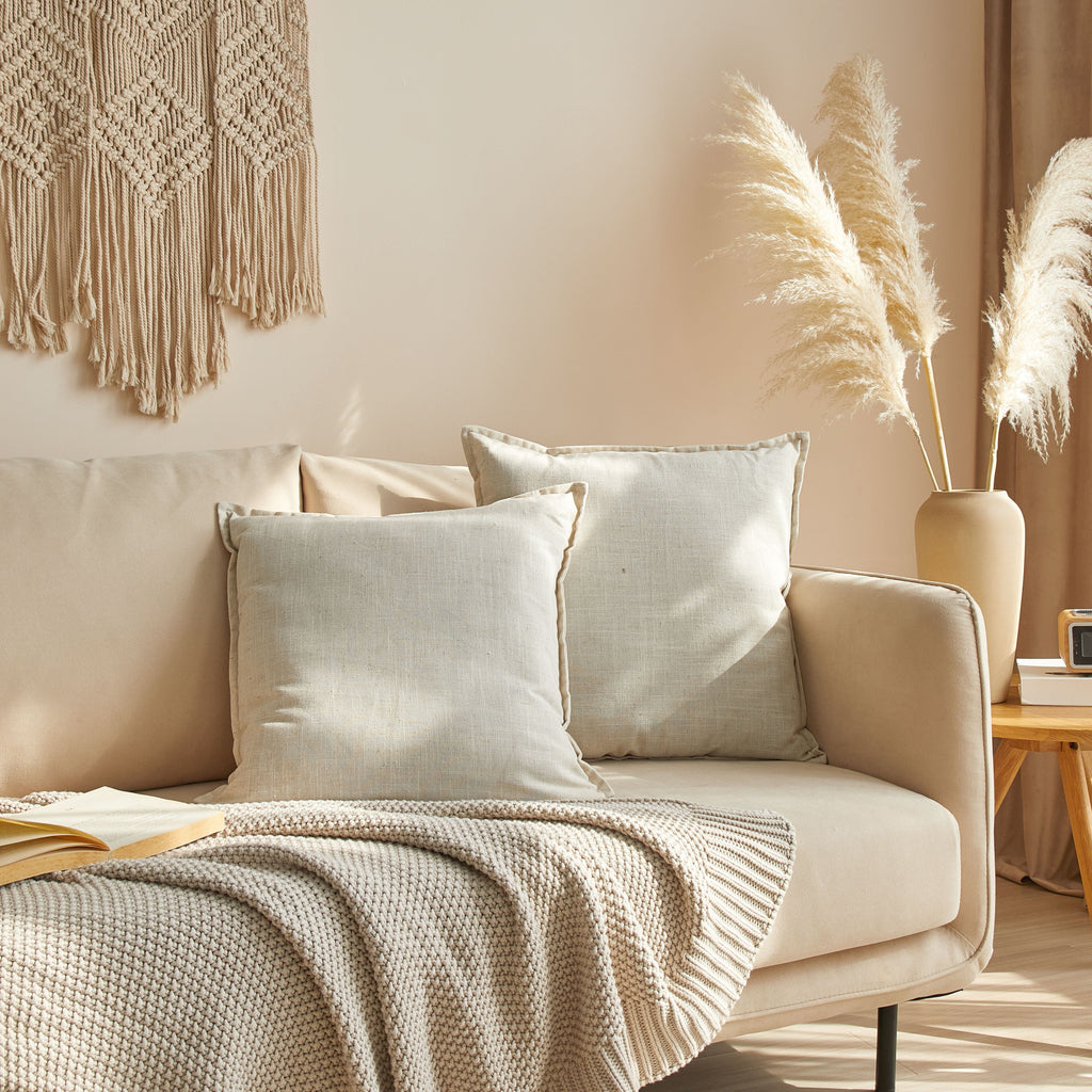 Better Homes & Gardens 20"x20" 2-Pack Linen Decorative Pillows, Papyrus Beige