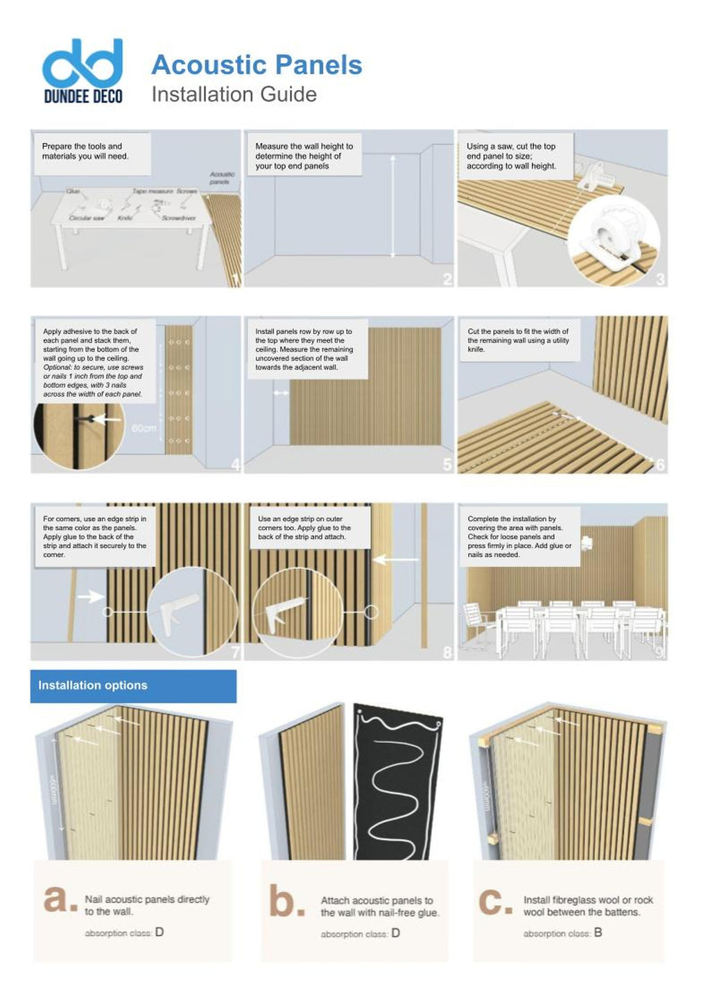 Dundee Deco Acoustic Panels, Wooden Slats for Decor and Noise Reduction - 3D Wall Panels or Ceiling Panels - Oak Beige - Set of 2, Covers 7.8 sq ft