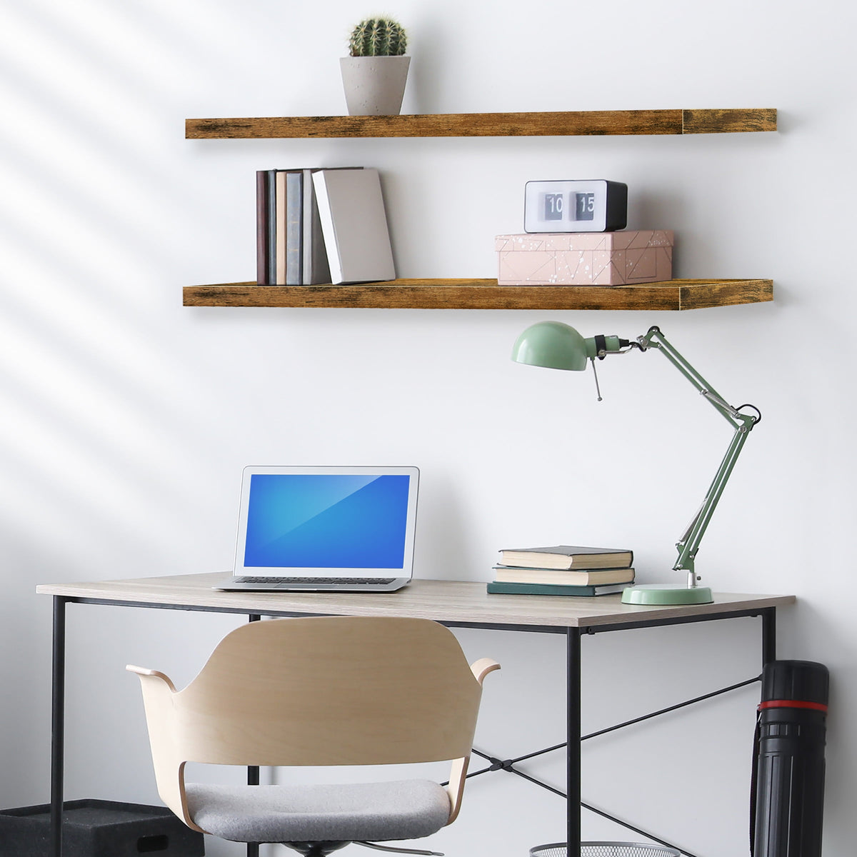 Sorbus Extra Long Floating Rectangle Shelves – 35" L x 9" D x 1.5" H Faux Wood Wall Shelves