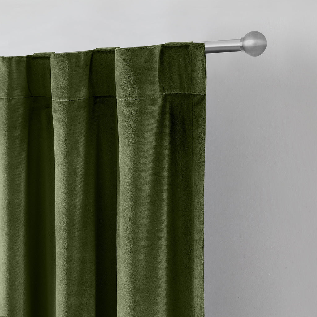 Better Homes & Gardens Dutch Velvet Solid 100% Blackout Single Curtain Panel, Green, 52" W x 84" L