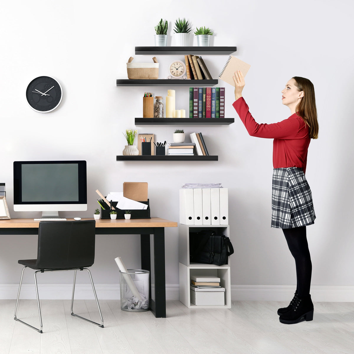Sorbus Wall Mounted Floating Shelves for Wall Décor - Large 24 Inch, 4 Pack, Black