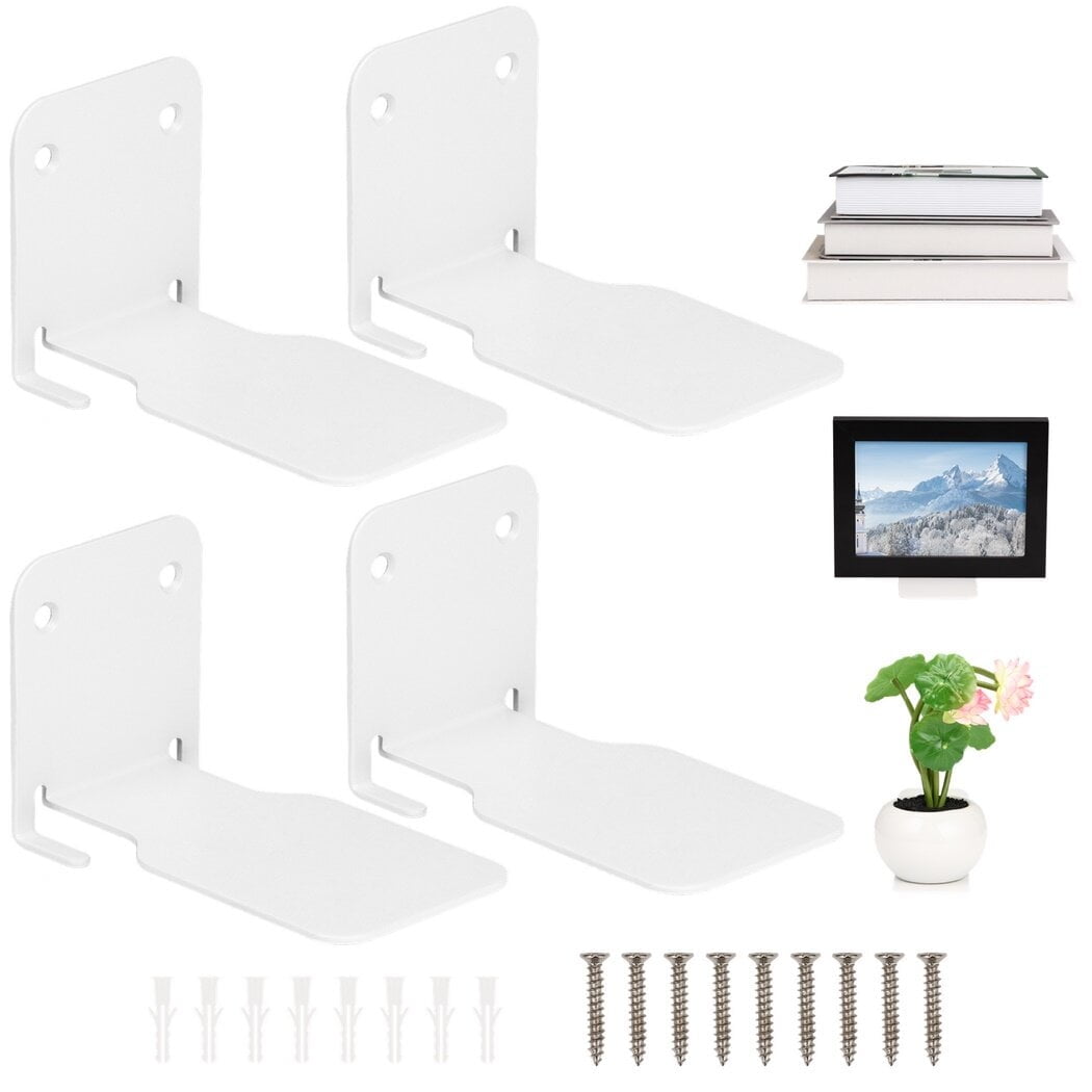 4Pcs Invisible Floating Bookshelves, Wall-Mounted Floating Book Organizers, Heavy-Duty Metal Book Storage Holders, Wall Ledge Shelves for Bedroom, Living Room, Office