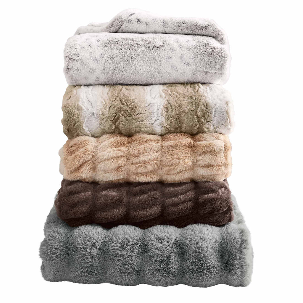 Better Homes & Gardens Almond Biscuit Ombre Faux Fur Throw, 50"x72"