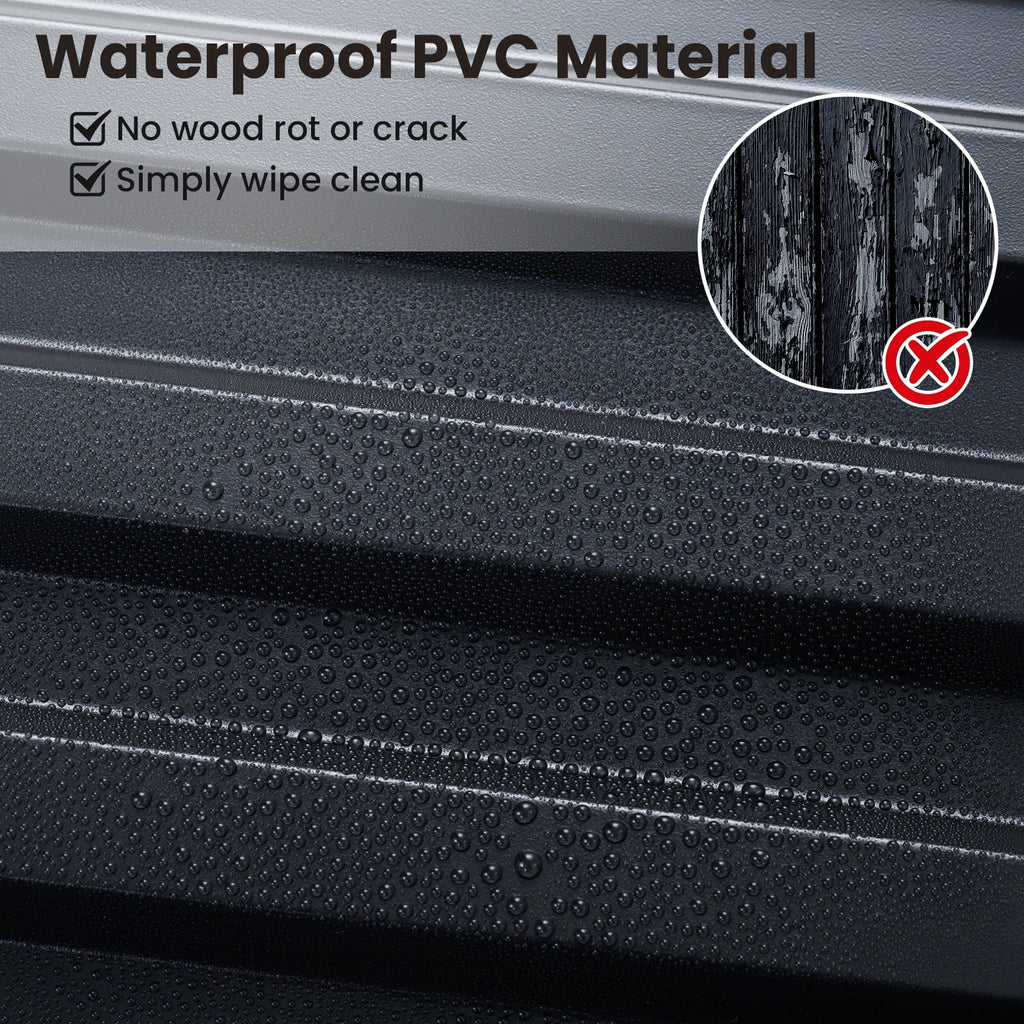 Costway 12-Pack PVC Slat Wall Panels, 3D Fluted Panels for Interior Wall Decoration Black
