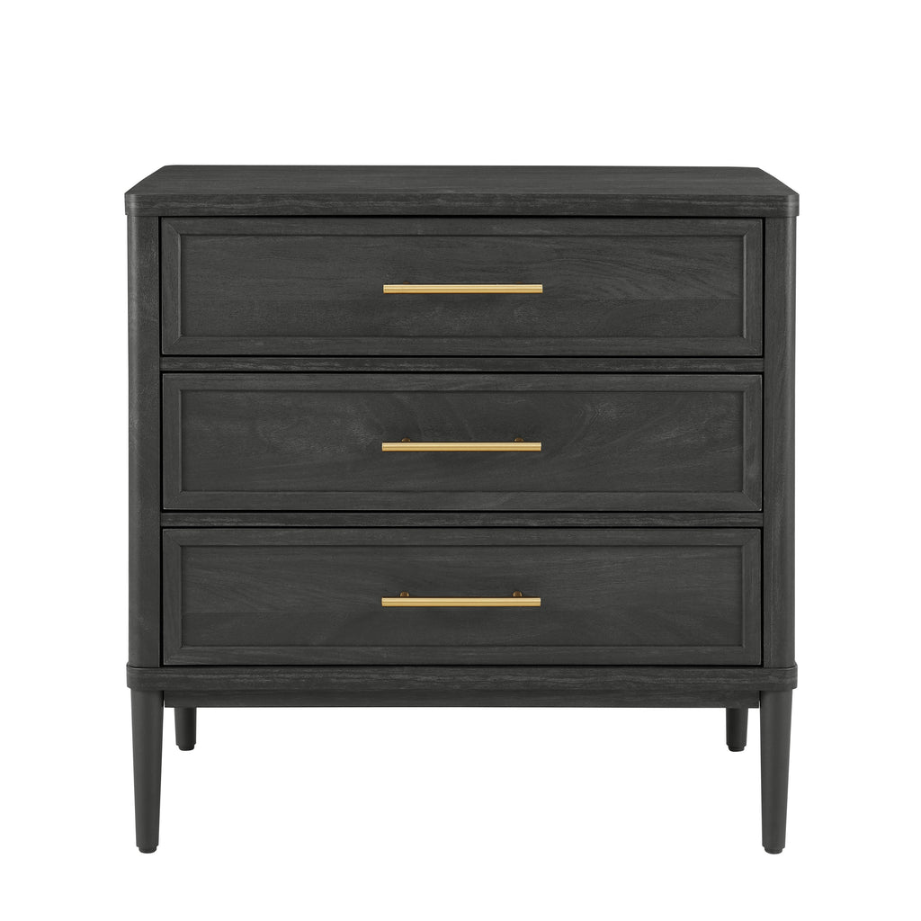 Better Homes & Gardens Oaklee 3 Drawer Nightstand with USB, Charcoal Finish