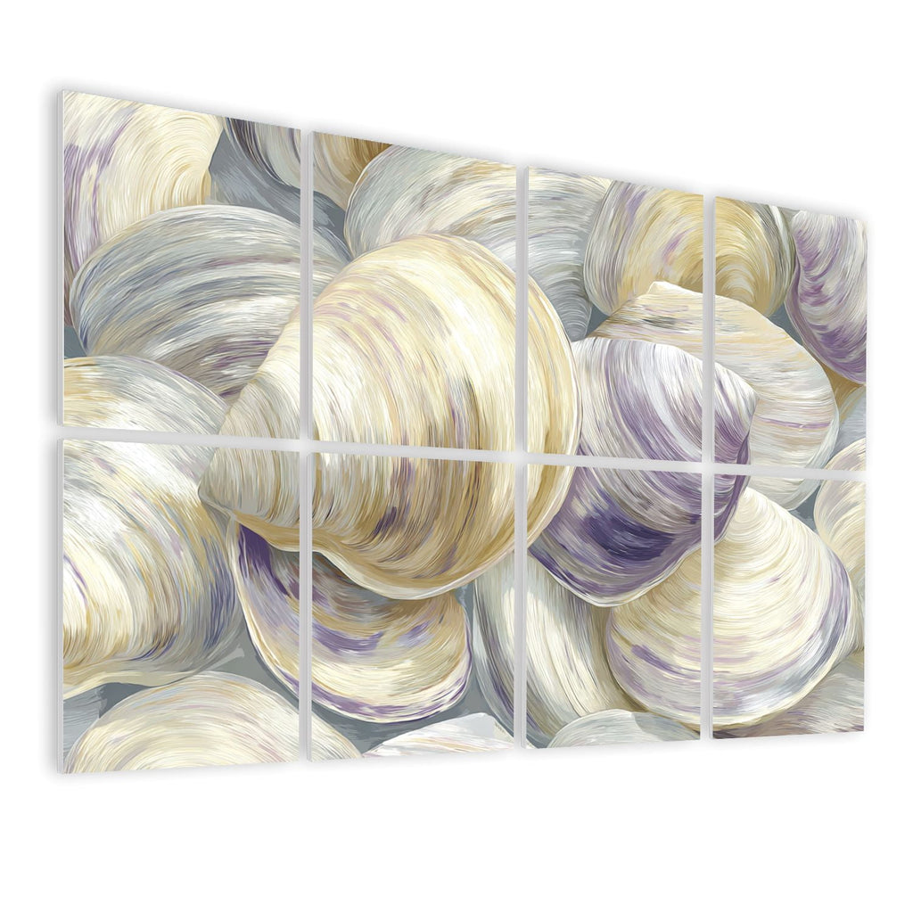 8 Pack Art Acoustic Panels Sound Absorbing White Oyster Shells Seamless Soft Tones Decorative Soundproof Wall Panels Self Adhesive for Nursery Game Room Bedroom 48"x32"