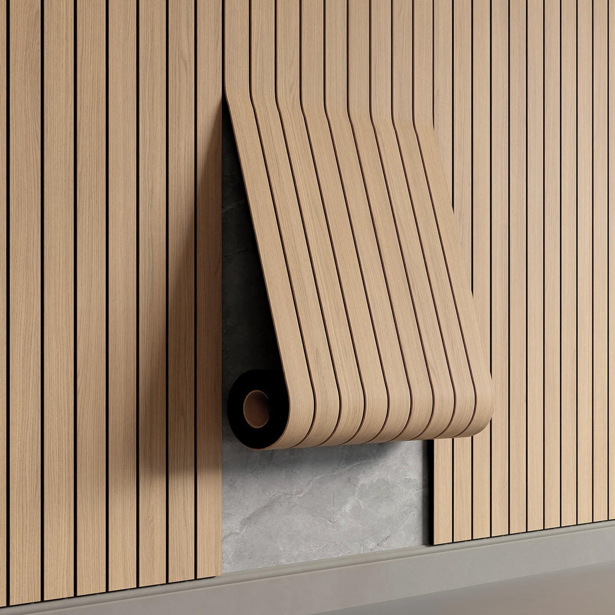 Peel and Stick PVC Slat Wall Panel 118"x15.75" Self-Adhesive Thick Faux Oak Wood Grain Wallpaper Panel 3D Soundproof Wall Panels for Walls & Ceilings