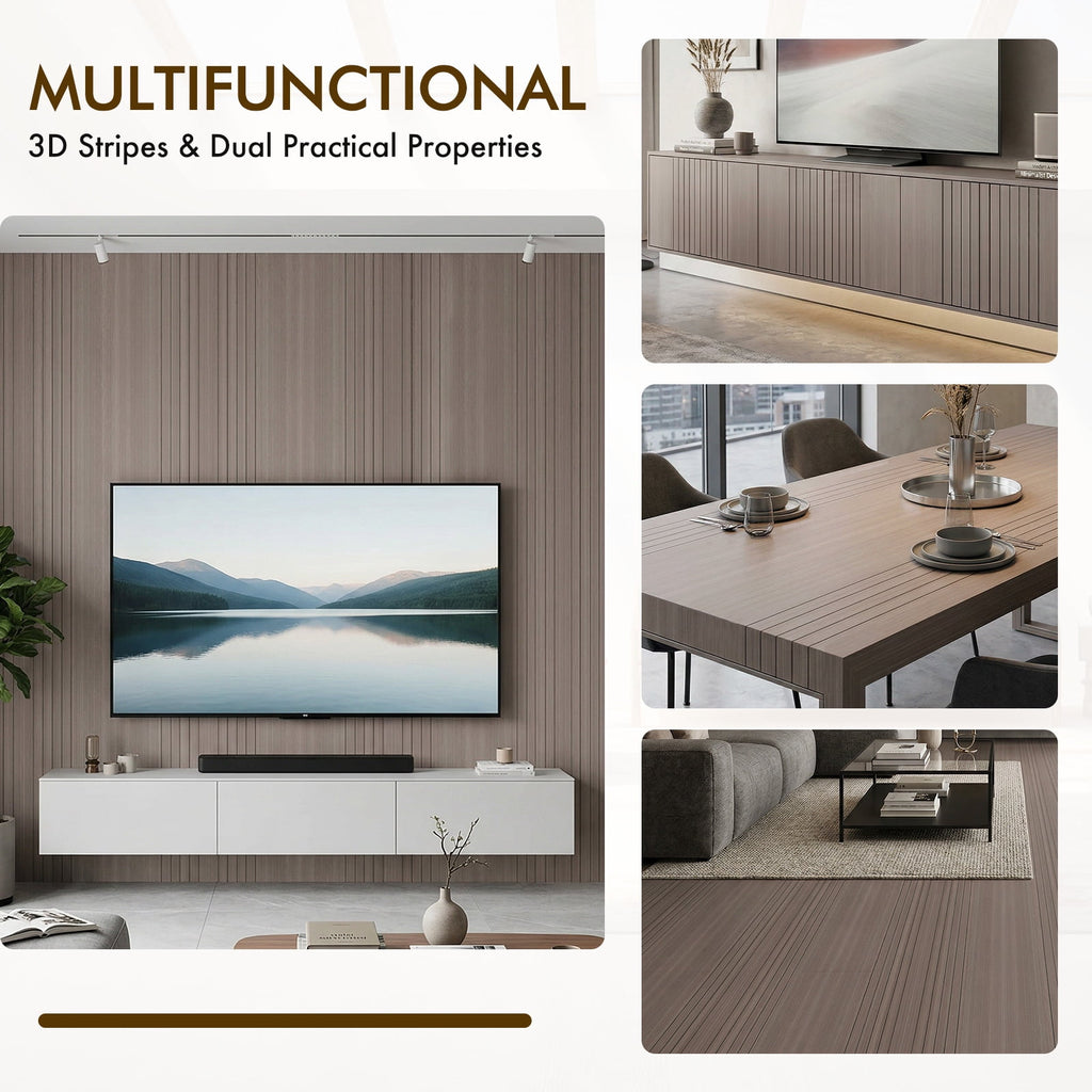 Peel and Stick Slat Wall Panel, Self Adhesive 3D Wood Grain Wallpaper, Soundproof PVC wall panels for bedroom, Living Room & Ceiling Decor, 15.75"x118"