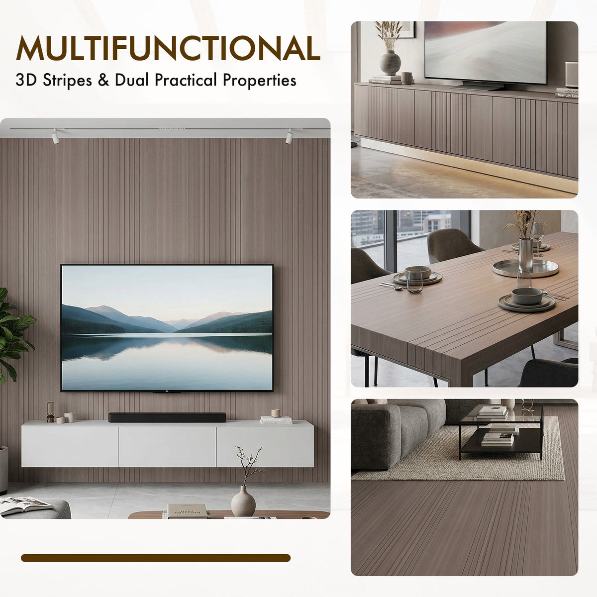 Peel and Stick Slat Wall Panel, Self Adhesive 3D Wood Grain Wallpaper, Soundproof PVC wall panels for bedroom, Living Room & Ceiling Decor, 15.75"x118"
