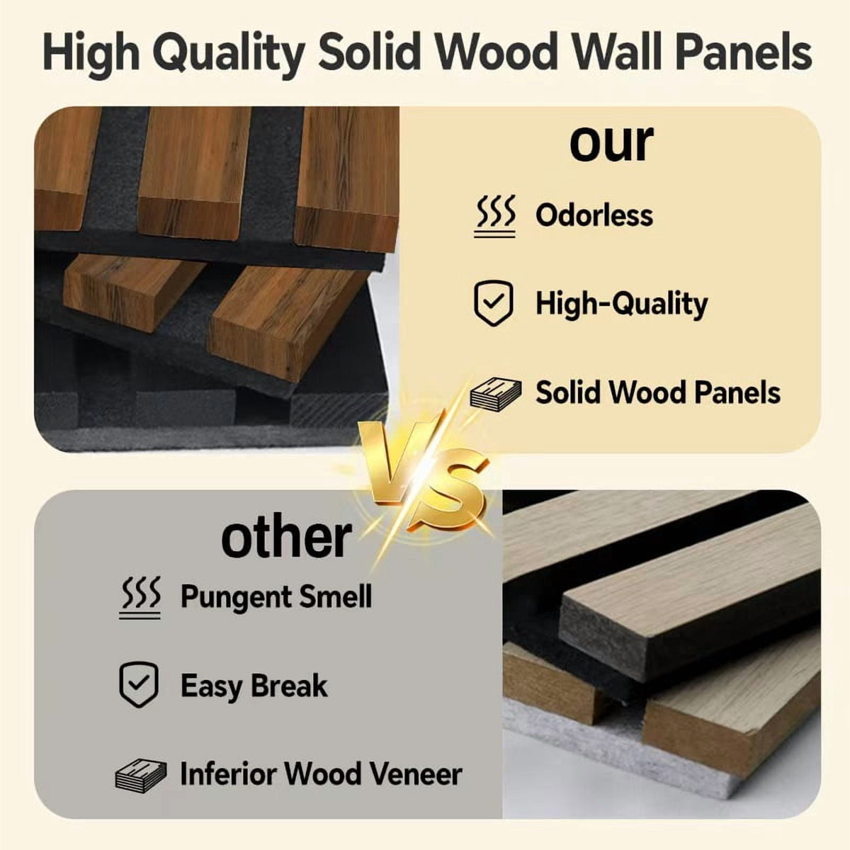 Wood Panels for Wall, 4 Pack 47.24" x 11.02" 3D Wall Panels for Interior Wall Decor,Wooden Acoustic Wall Panels,Wood Slat Wall Decor for Interior Wall,Living Room,Office Spaces,Bedroom
