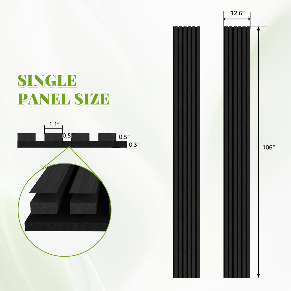 Easy4Home 2Pcs 106"x12.6" Wood Slat Acoustic Wall Panels, 3D Fluted Soundproof Decorative Panels for Interior Walls, Black Oak