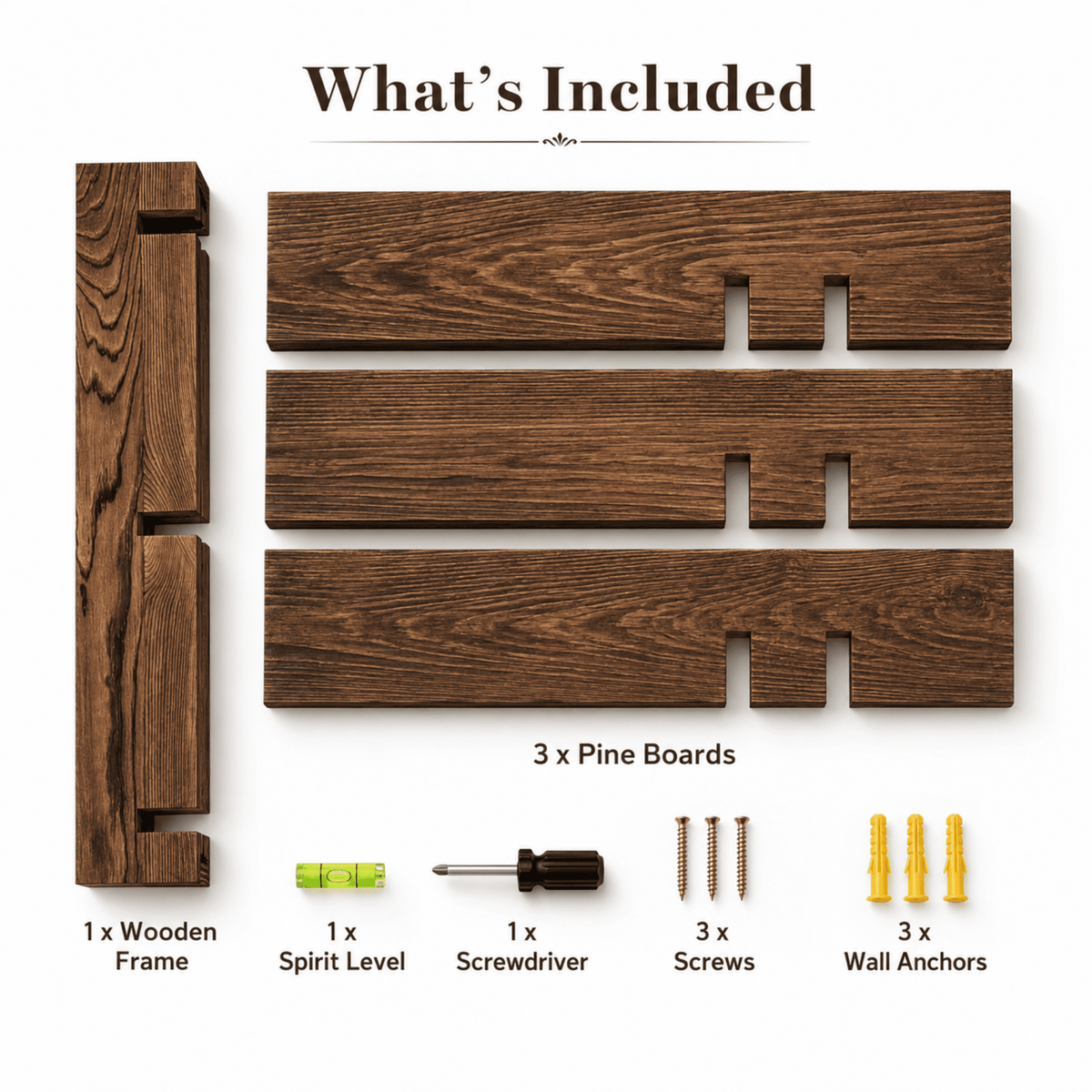MEHOOM 3-Tier Wooden Floating Wall Shelf, Rustic Wall-Mounted Storage Shelves for Bedroom, Living Room, Farmhouse Wall Decor, 20in