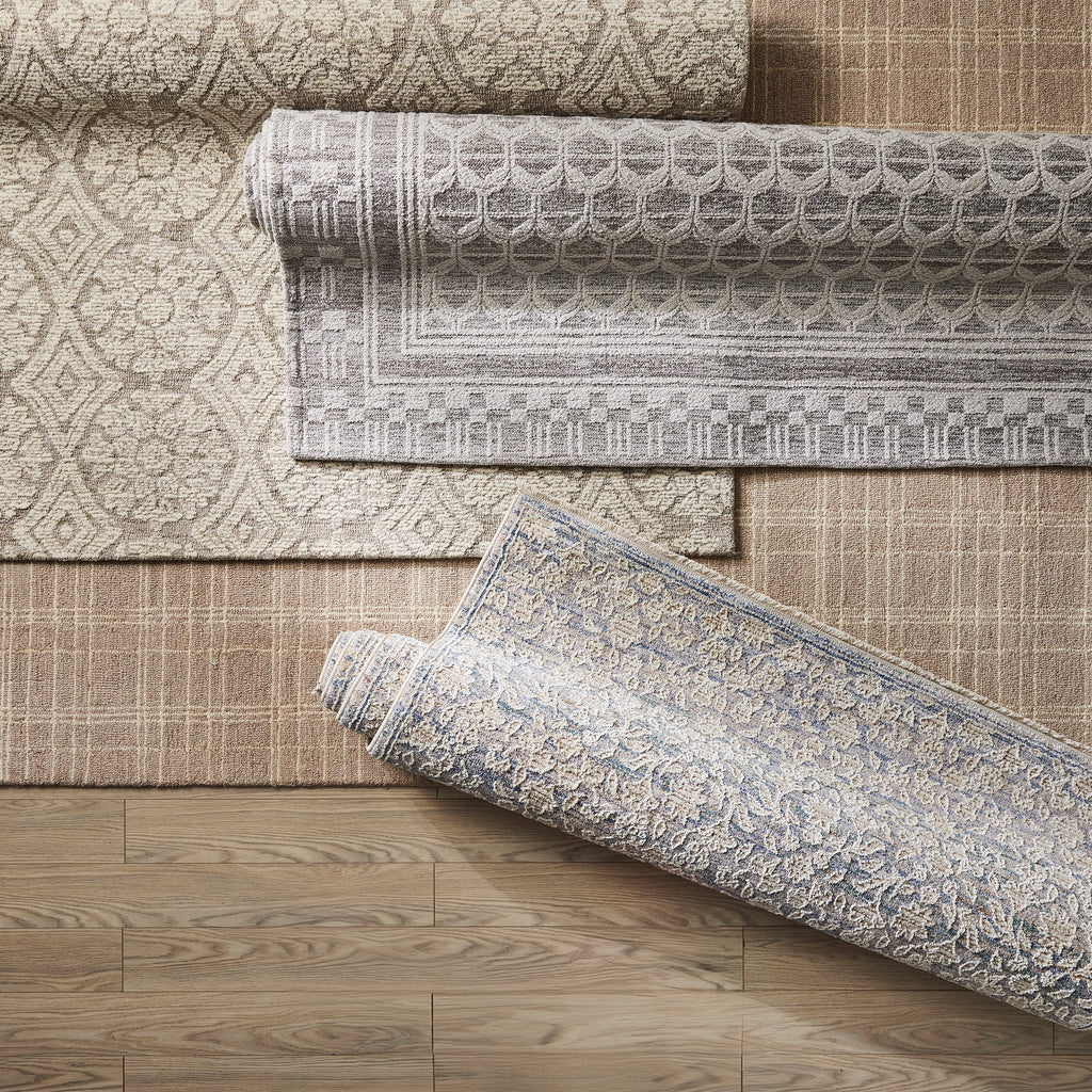 Better Homes & Gardens Beige Plaid Wool Indoor Area Rug, 7'10"x9'10"