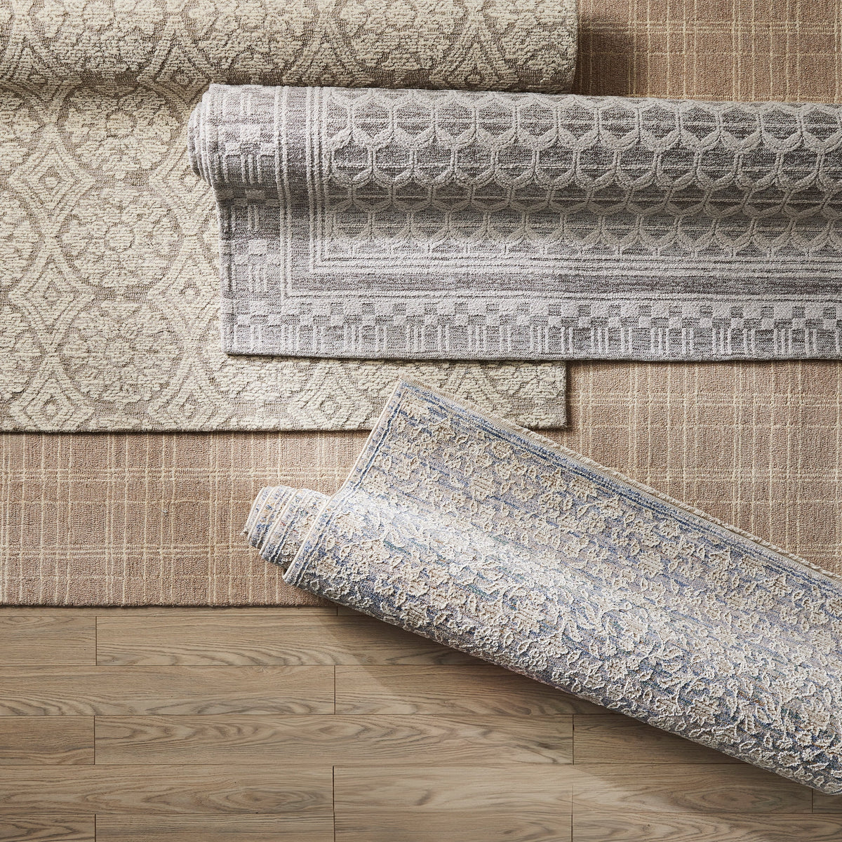 Better Homes & Gardens Beige Plaid Wool Indoor Area Rug, 7'10"x9'10"