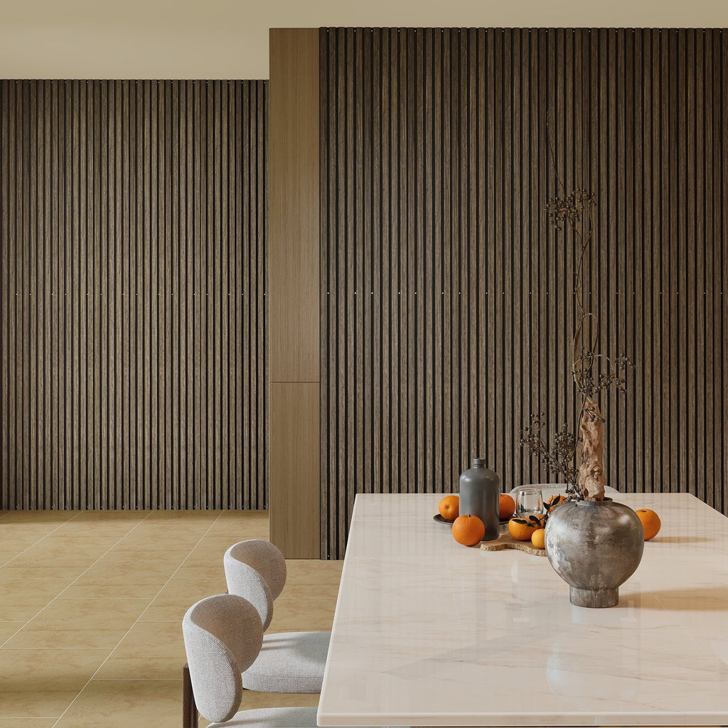HOMCOM 95" x 8" 4 Pack Wood Wall Panels for Sound Absorbing, Acoustic Wood Panels for Interior Wall Decor, Ceiling, Walnut
