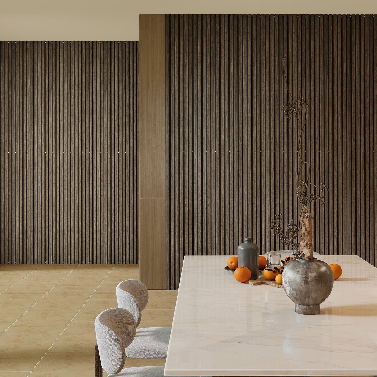 HOMCOM 95" x 8" 4 Pack Wood Wall Panels for Sound Absorbing, Acoustic Wood Panels for Interior Wall Decor, Ceiling, Walnut
