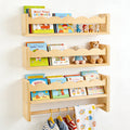 AMTPM Nursery Book Shelves, Wood Floating Shelves for Wall Kids, Scalloped Wall Shelves with Towel Rack for Bedroom Kids Toddler Room, Baby Room, Nursery Decor and Storage(3 Pack)