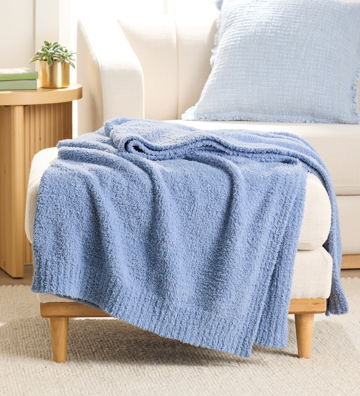 Better Homes & Gardens Oversized Cozy Knit Couch Throw Blanket, Blue Silver, 50 x 72 in