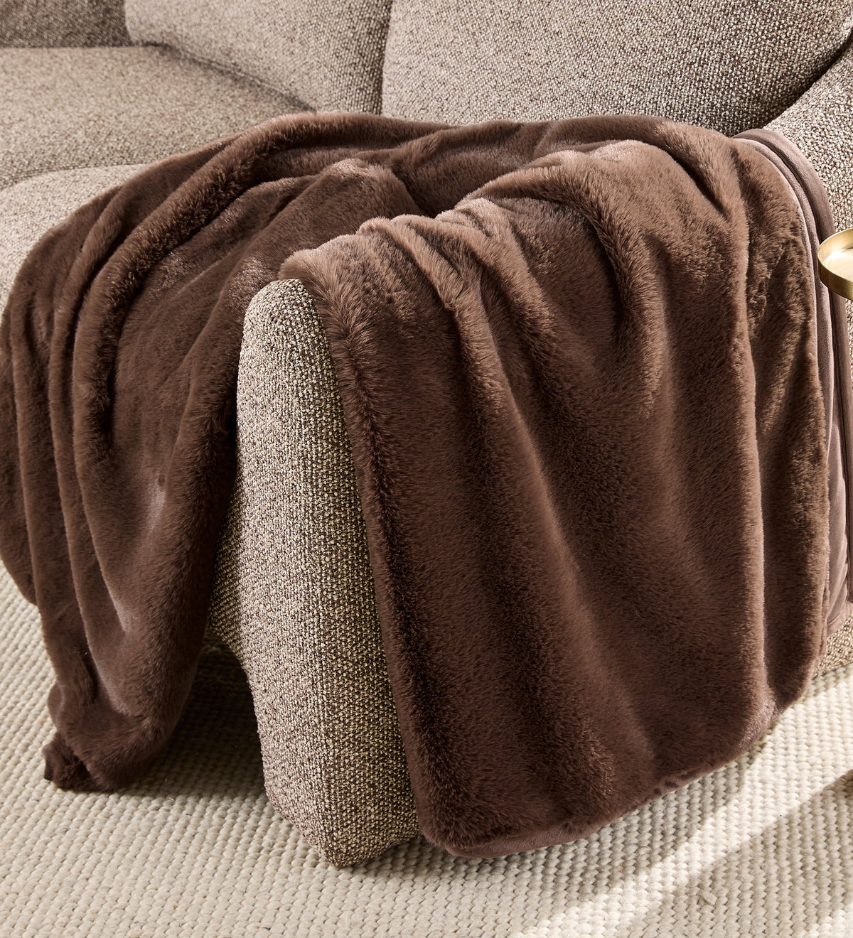 Halcyon Escape Gardens Grey Faux Fur Ultra Soft Luxury Oversized Throw Blanket 50" x 72", Grey Bisque - Throw Blanket