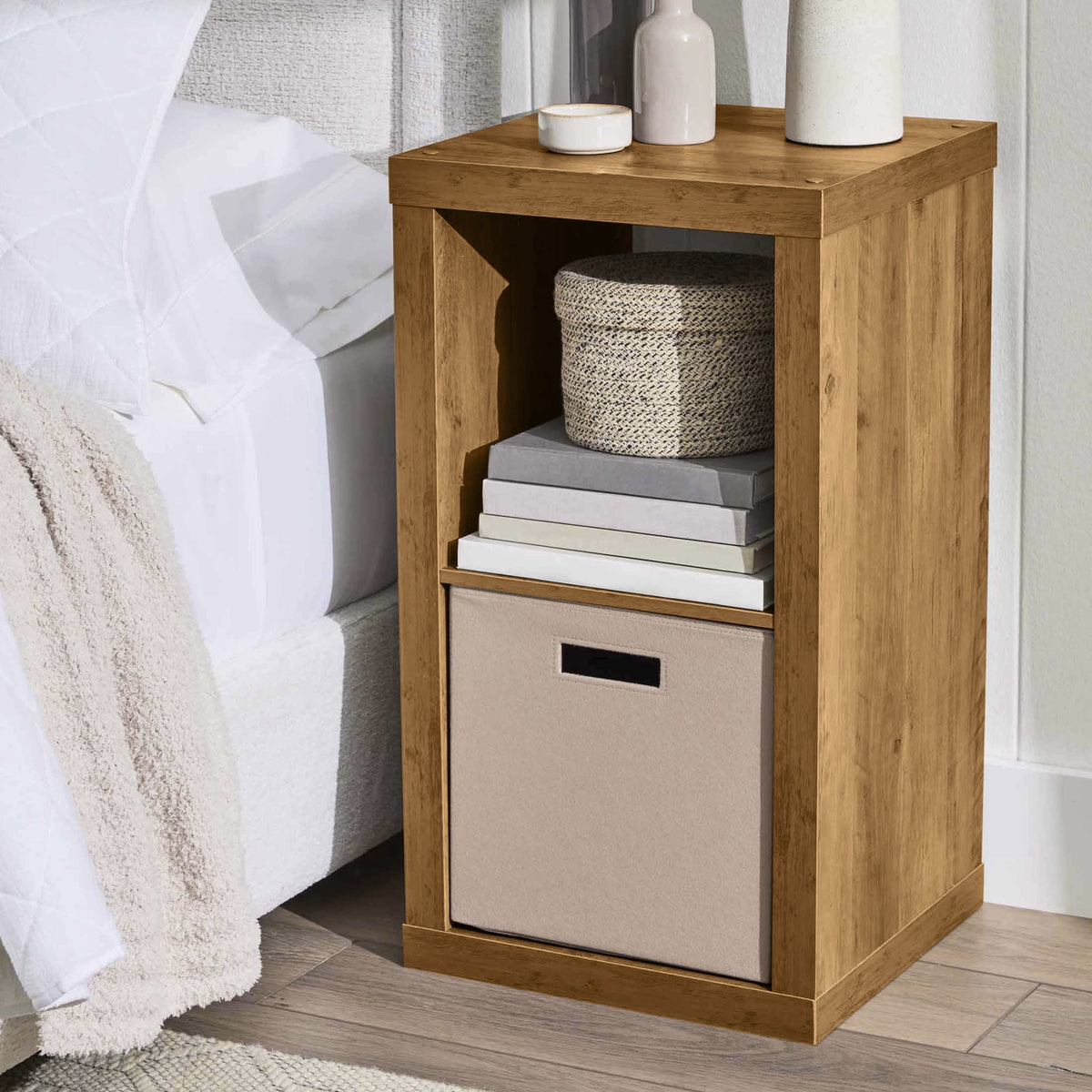 Halcyon Escape Gardens 2 Cube Storage Organizer, White Texture - Home Decor