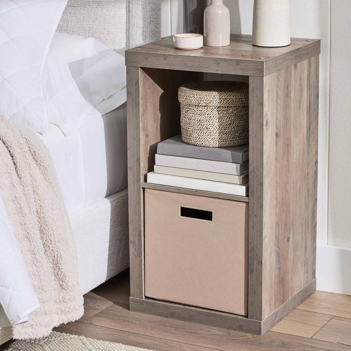 Halcyon Escape Gardens 2 Cube Storage Organizer, White Texture - Home Decor