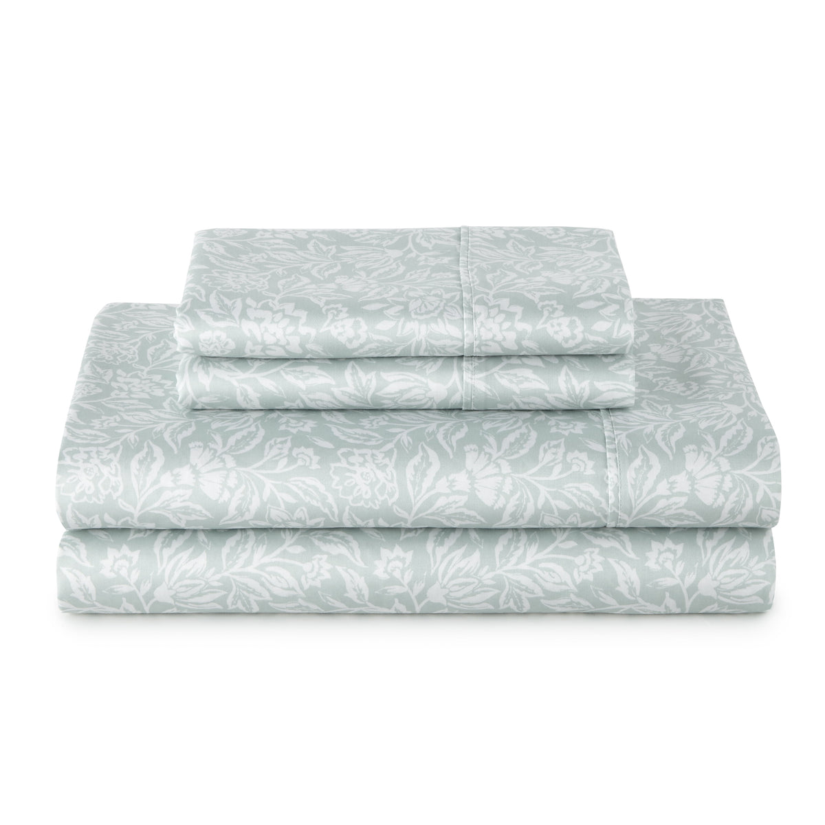 Halcyon Escape Gardens 4-Piece 300 Thread Count Bashful Blooms Cool Cotton Sateen Bed Sheet Set, Queen - Home Decor
