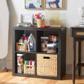 Halcyon Escape Gardens 4 Cube Storage Organizer, White Texture - Home Decor
