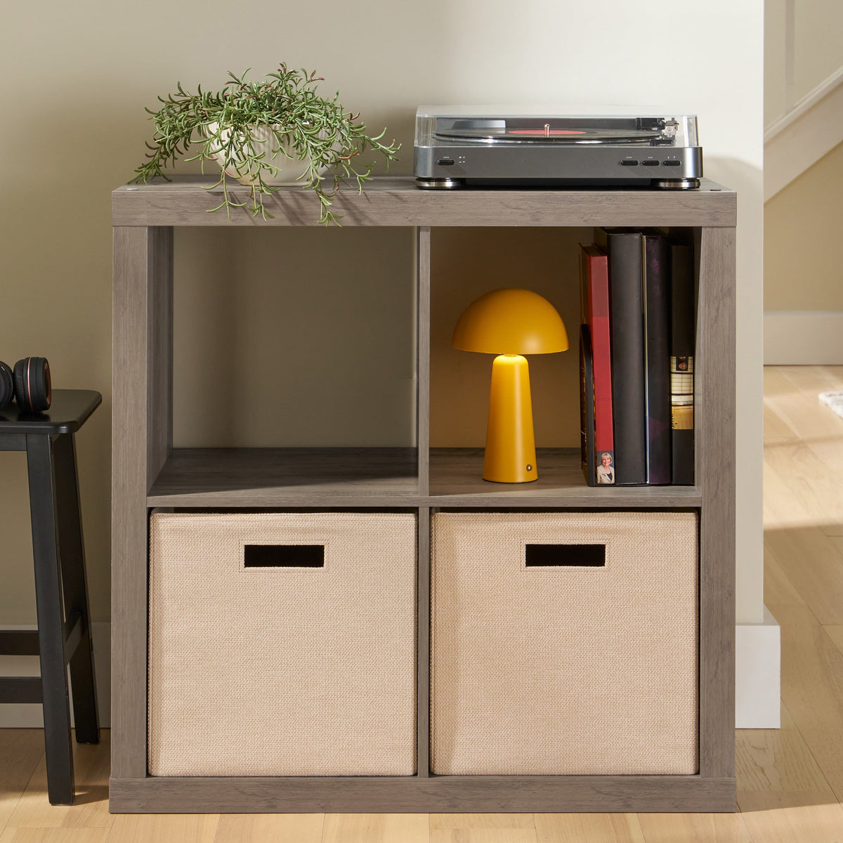 Halcyon Escape Gardens 4 Cube Storage Organizer, White Texture - Home Decor