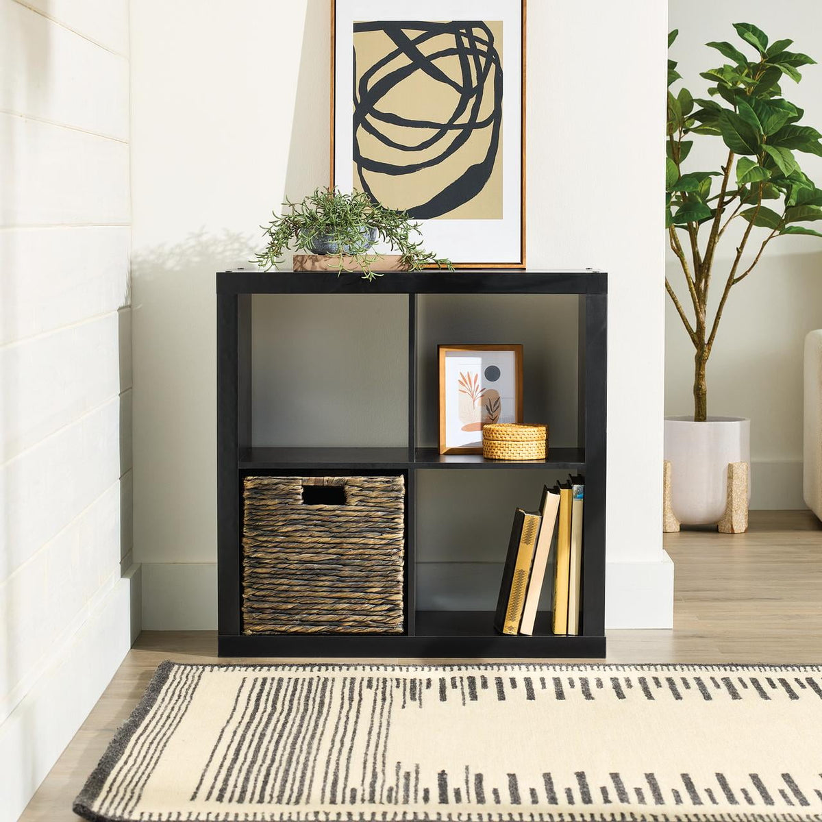 Halcyon Escape Gardens 4 Cube Storage Organizer, White Texture - Home Decor