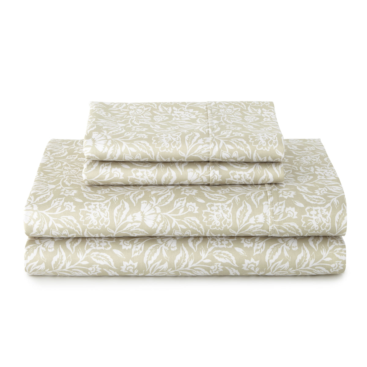 Halcyon Escape Gardens 4-Piece 300 Thread Count Bashful Blooms Cool Cotton Sateen Bed Sheet Set, Queen - Home Decor